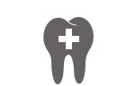 A creative rendering of a molar tooth with a plus sign pictured like an icon